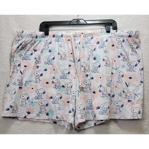 Munki Munki Peanuts Snoopy‎ Blue Pink Hearts Shorts Pajama Bottoms Size XXL